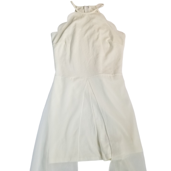 Charlotte Russe Halter Maxi Dress Scalloped Romper Shorts Overlay Cream Medium - Picture 3 of 14